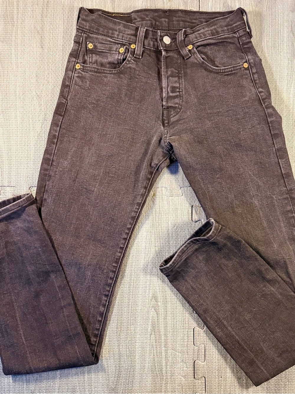 Levis 501 Womens Jeans 28 Black Faded Straight Leg Button Fly High Rise W28 L34